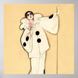 Póster Pierrot con rosa rosa de Sophia Chiostri