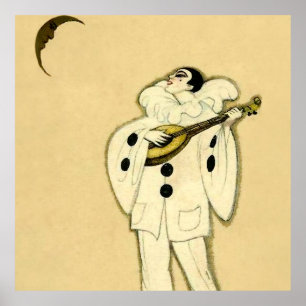 Póster Pierrot Serenata a una Luna Creciente por Sophia C