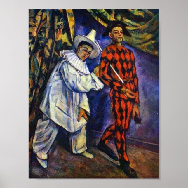 Póster Pierrot y Harlequin de Paul Cezanne (Frente)