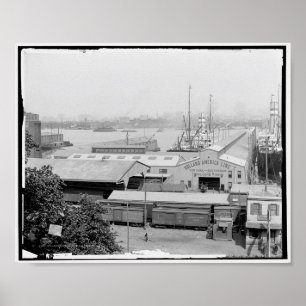 Póster Piers de línea Holland-America, Hoboken, N.J. c190
