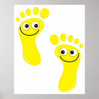 Póster Pies amarillos felices