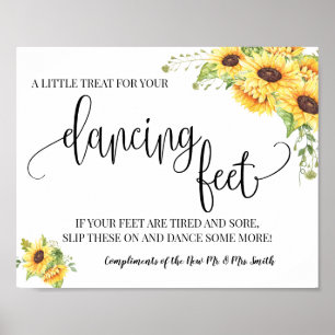 Póster Pies danzantes señas flor de labio boda girasoles