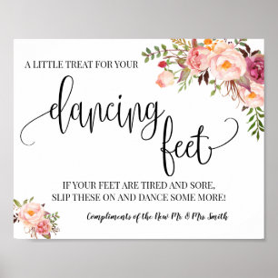 Póster Pies danzantes signo de las sandalias boda floral 
