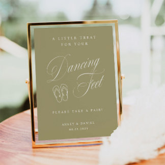 Póster Pies de baile de boda verde Matcha elegante
