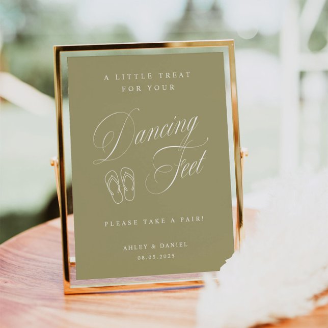 Póster Pies de baile de boda verde Matcha elegante (Subido por el creador)