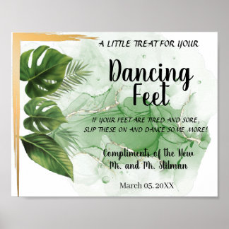 Póster Pies de baile Flip Flops Boda Palm Rótulo tropical