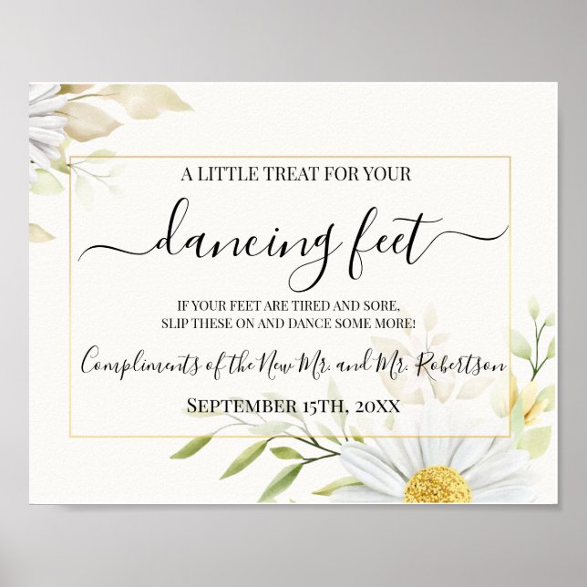 Póster Pies de baile Flip Flops Boda Rótulo de recepción (Frente)