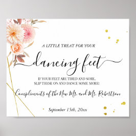 Póster Pies de baile Flip Flops Boda Rótulo de recepción