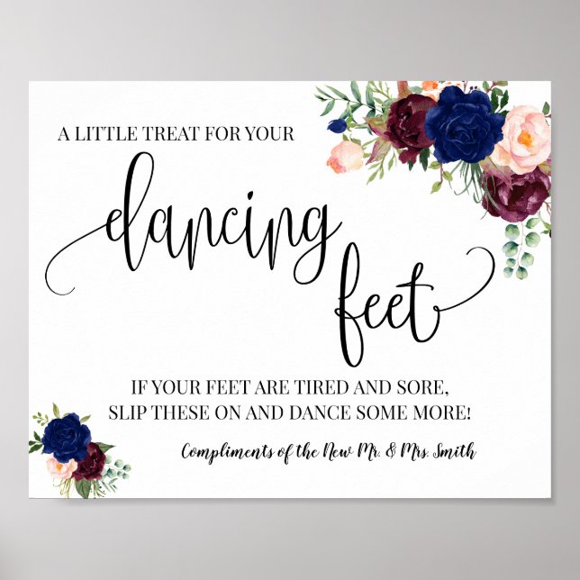 Póster Pies de baile señas de voltereta flops boda marina (Frente)