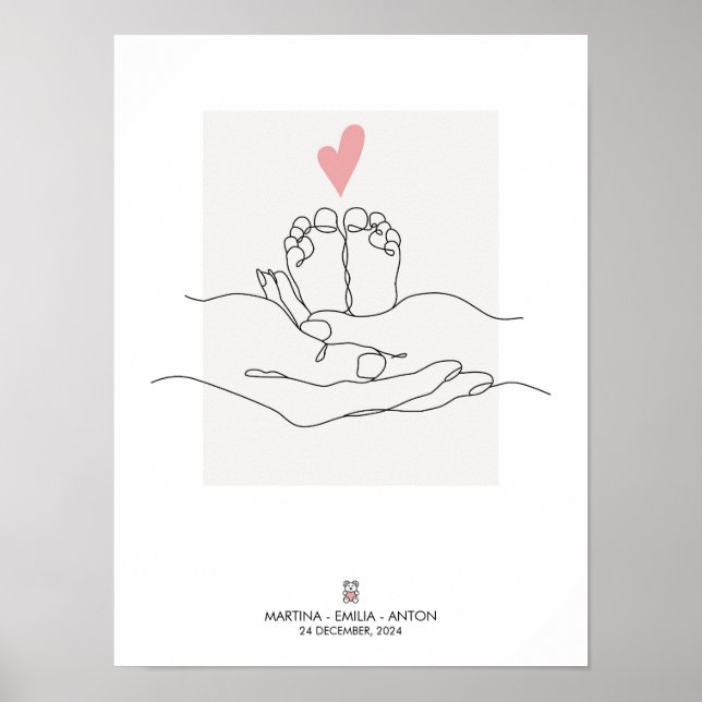 Póster Pies de bebé personalizadas (Frente)