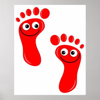 Póster Pies rojos felices