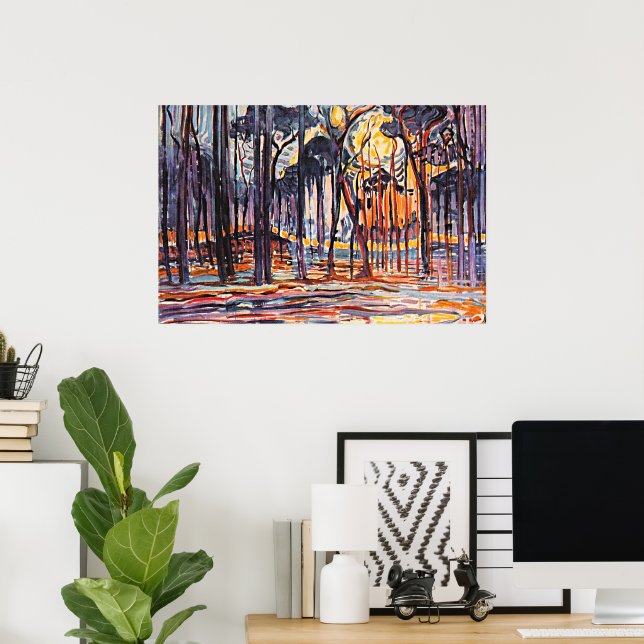Póster Piet Mondrian, Bosques cerca de Oele, (Oficina en casa)