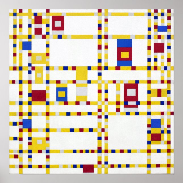 Póster Piet Mondrian Broadway Boogie Woogie (Frente)