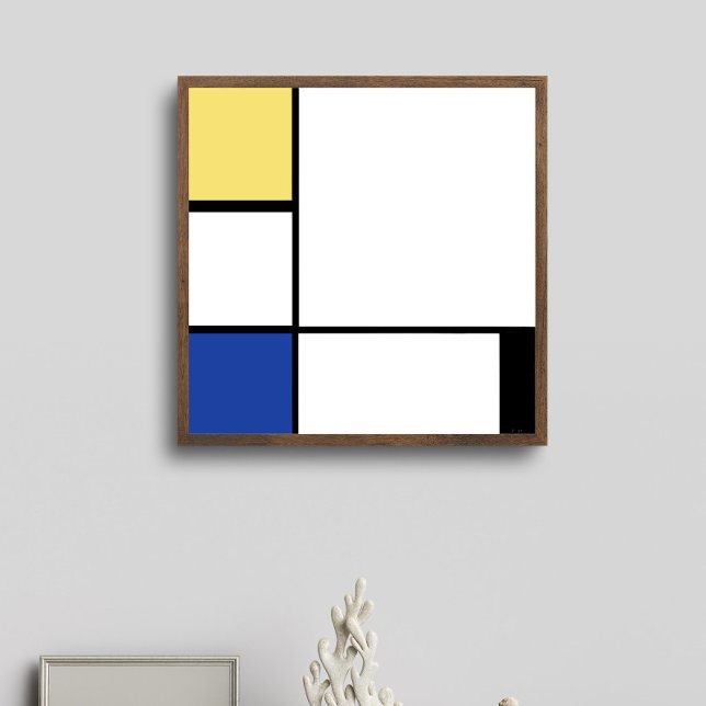 Póster Piet Mondrian - Resumen geométrico de la composici (Composition in Yellow, white and black by Piet Mondrian)