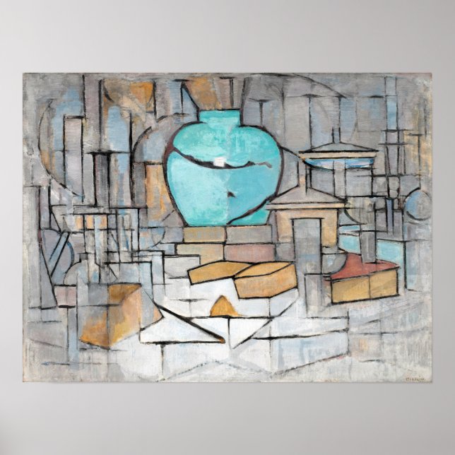 Póster Piet Mondrian Still Life with Gingerpot II (Frente)