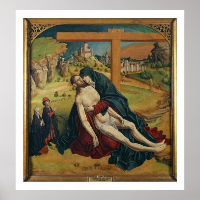 Póster Pieta con dos donantes (petróleo en el panel) (Frente)
