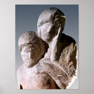 Póster Pieta de Rondanini, detalle de las cabezas de