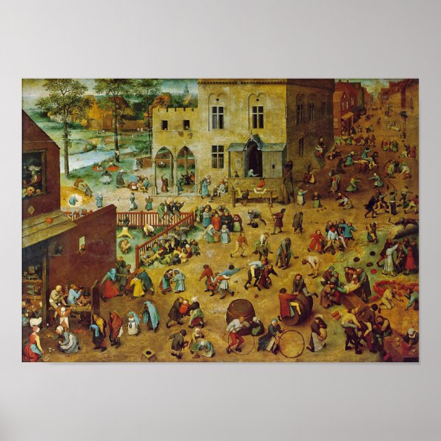Póster Pieter Bruegel, el anciano - Juegos para niños (Frente)