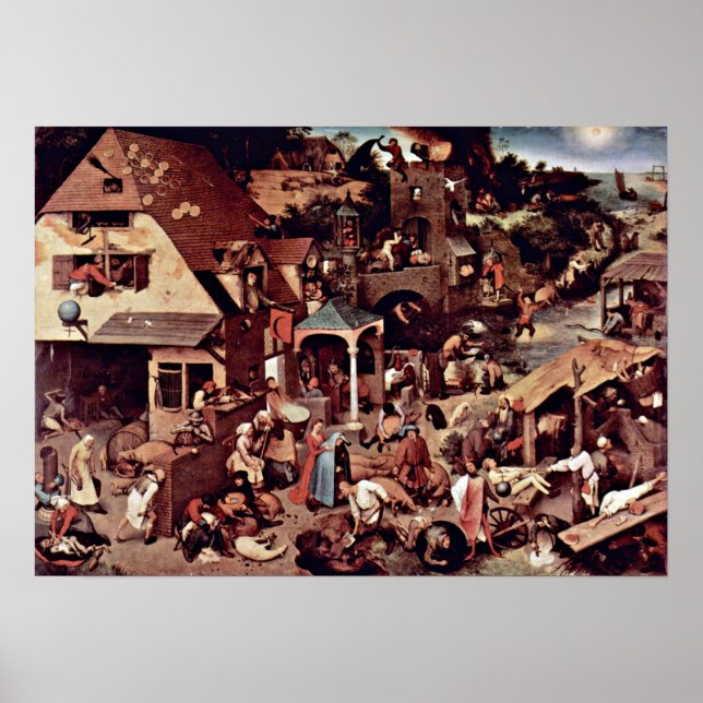 Póster Pieter Bruegel, el anciano - Los proverbios holand (Frente)