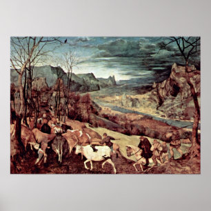 Póster Pieter Bruegel el anciano - Regreso del rebaño