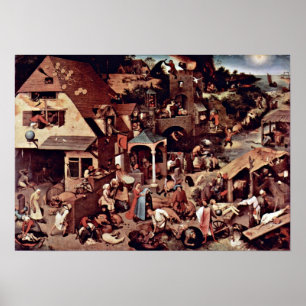 Póster Pieter Bruegel la anciano - los proverbios