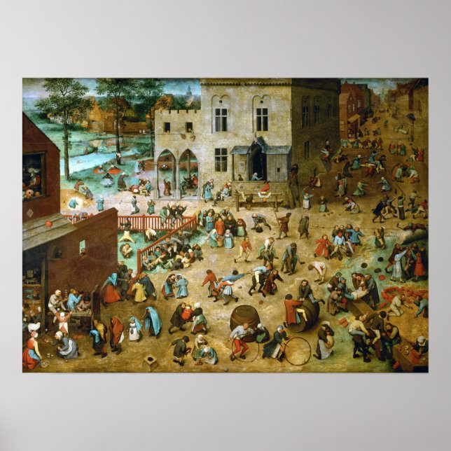 Póster Pieter Bruegel, los juegos infantiles para anciano (Frente)