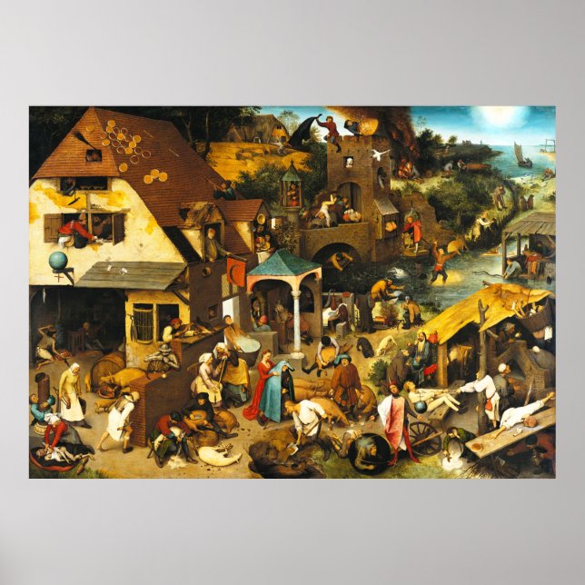 Póster Pieter Bruegel Netherlandish Proverbs Poster (Frente)