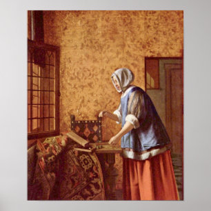 Póster Pieter de Hooch - Die Goldwagerin
