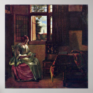 Póster Pieter de Hooch - Mujer leyendo una carta