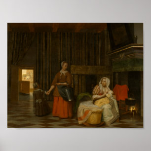 Póster Pieter de Hooch - Mujer y niño
