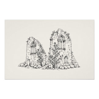 Póster Pieza de arte de ruina irlandesa