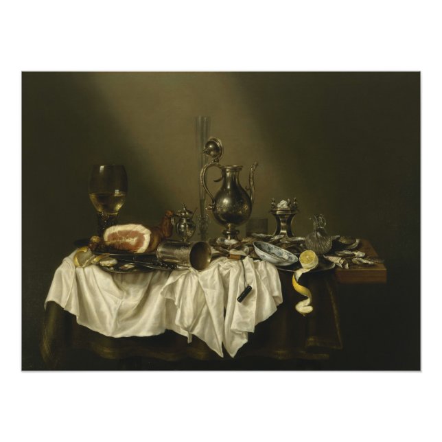 Póster Pieza de banquete con Ham Willem Claesz Heda Gloss (Anverso)