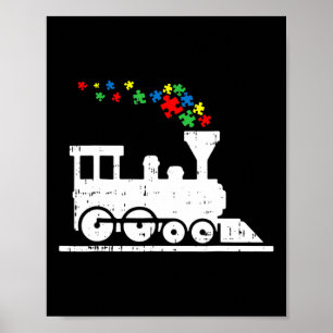 Póster Pieza de rompecabezas de tren Autismo Conciencia N