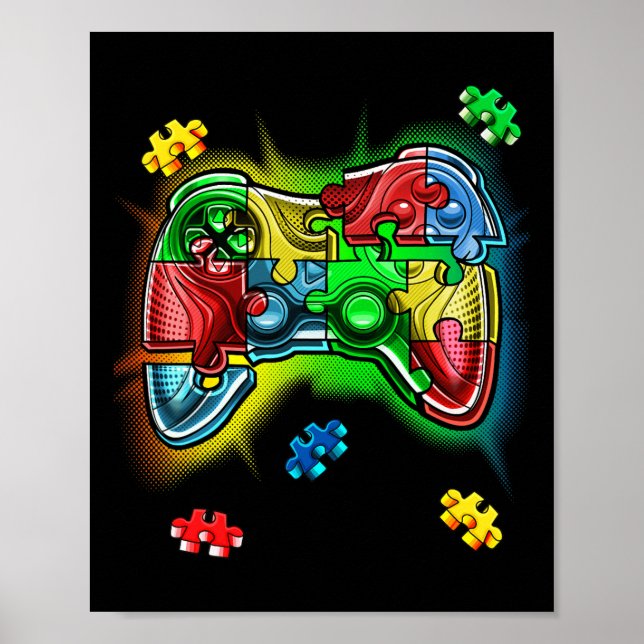Póster Pieza de rompecabezas del controlador de videojueg (Frente)