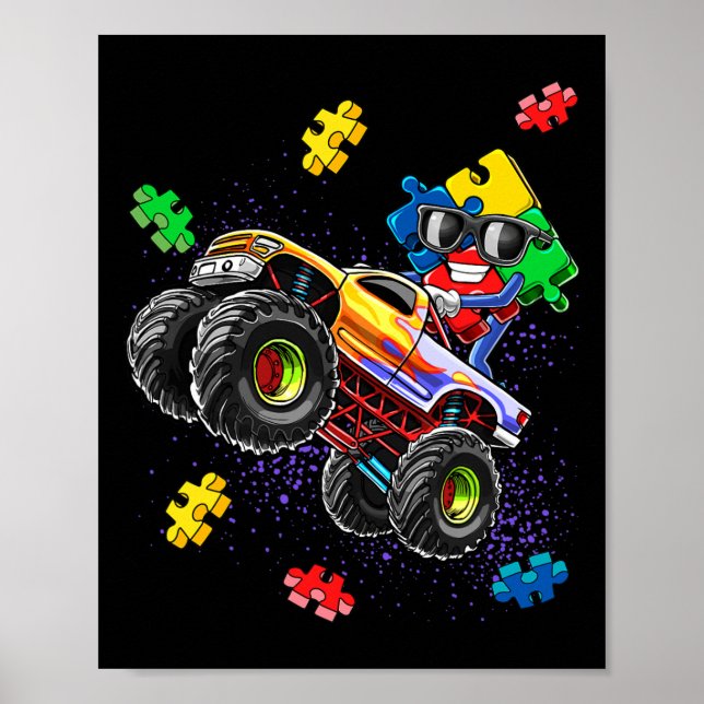 Póster Pieza de rompecabezas del rompecabezas del autismo (Frente)