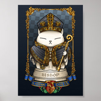 Póster Pieza del obispo del ajedrez del gato real