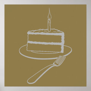 Póster Pieza Exquisita de Diseño de Pastel, Cumpleaños o