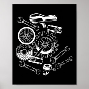 Póster Piezas de bicicleta ciclismo bicicletas ciclista M
