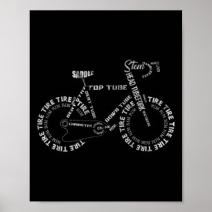 Póster Piezas de bicicleta para ciclismo Ciclista en bici