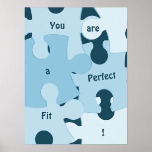 Póster Piezas de rompecabezas divertidas con texto motiva