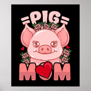 Póster Pig Mom   Gift For Owner Pig  Mom