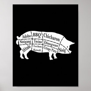 Póster Pig Parts Filipino Food Bbq Pinoy Adobo Funny Porc