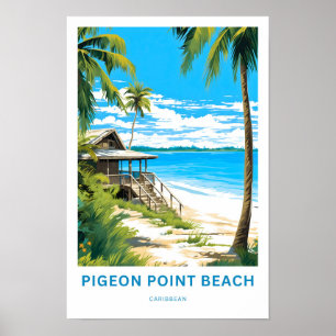 Póster Pigeon Point Beach Caribbean Travel Print