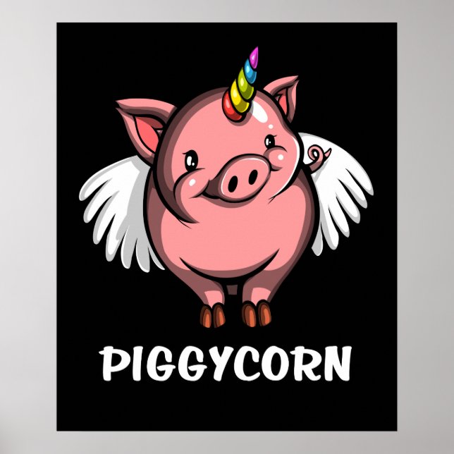 Póster Piggycorn Cerdo Unicornio Animal de granja mágica (Frente)