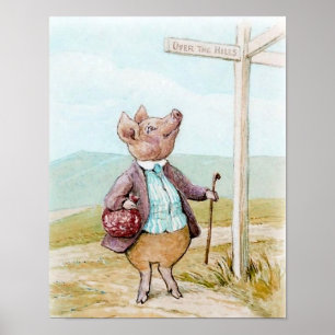 Póster Pigling Bland yendo al mercado por Beatrix Potter