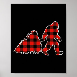Póster Pijama Cuadros Búfalo Rojo Navidad Bigfoot