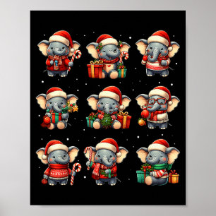 Póster Pijama de hombre divertido de Navidad de elefante