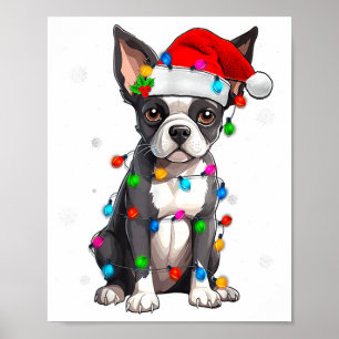 Póster Pijama de luces de árbol de sombrero de Santa de B