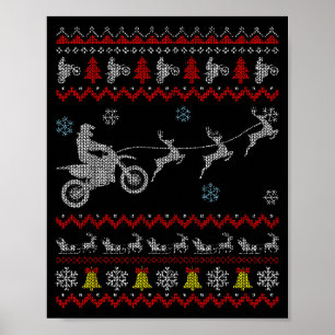 Póster Pijama de motocicleta de motocross feo de Navidad