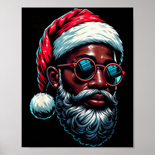 Póster Pijama de Navidad afroamericano Santa afro de Navi